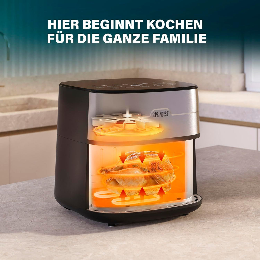 Princess Dual Heat Airfryer 8L XXL, Heissluftfritteuse mit Doppeltem Heizelement für eine Schnellere