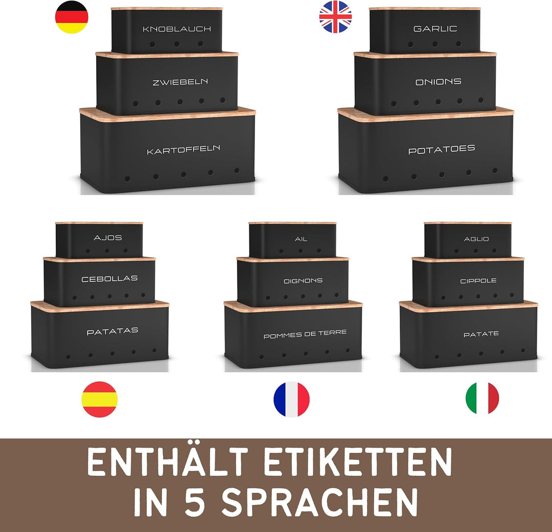 kartoffel aufbewahrungsbox - Set 3 aufbewahrung kartoffeln zwiebeln knoblauch - gemüse aufbewahrung