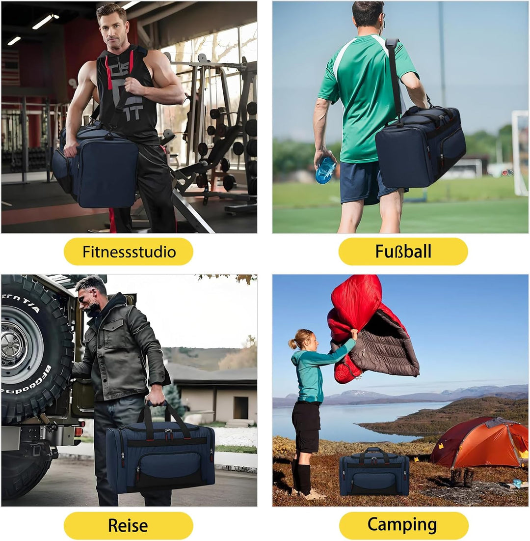 ZZY 55L Sporttasche Herren mit 2 Seitentaschen grosse Reisetasche für Fitness, Training und Reisen 5