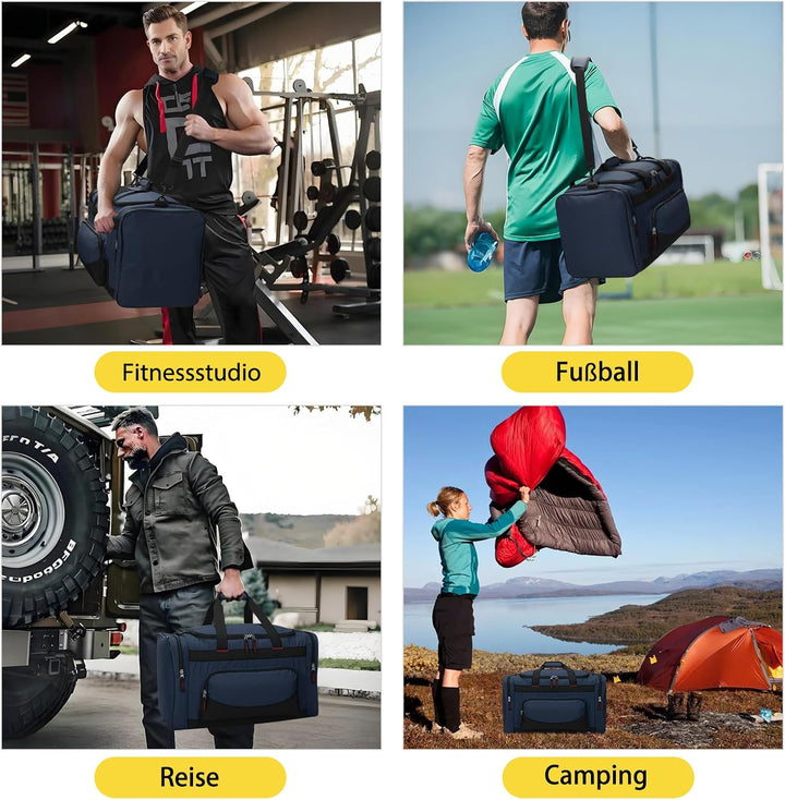 ZZY 55L Sporttasche Herren mit 2 Seitentaschen grosse Reisetasche für Fitness, Training und Reisen 5