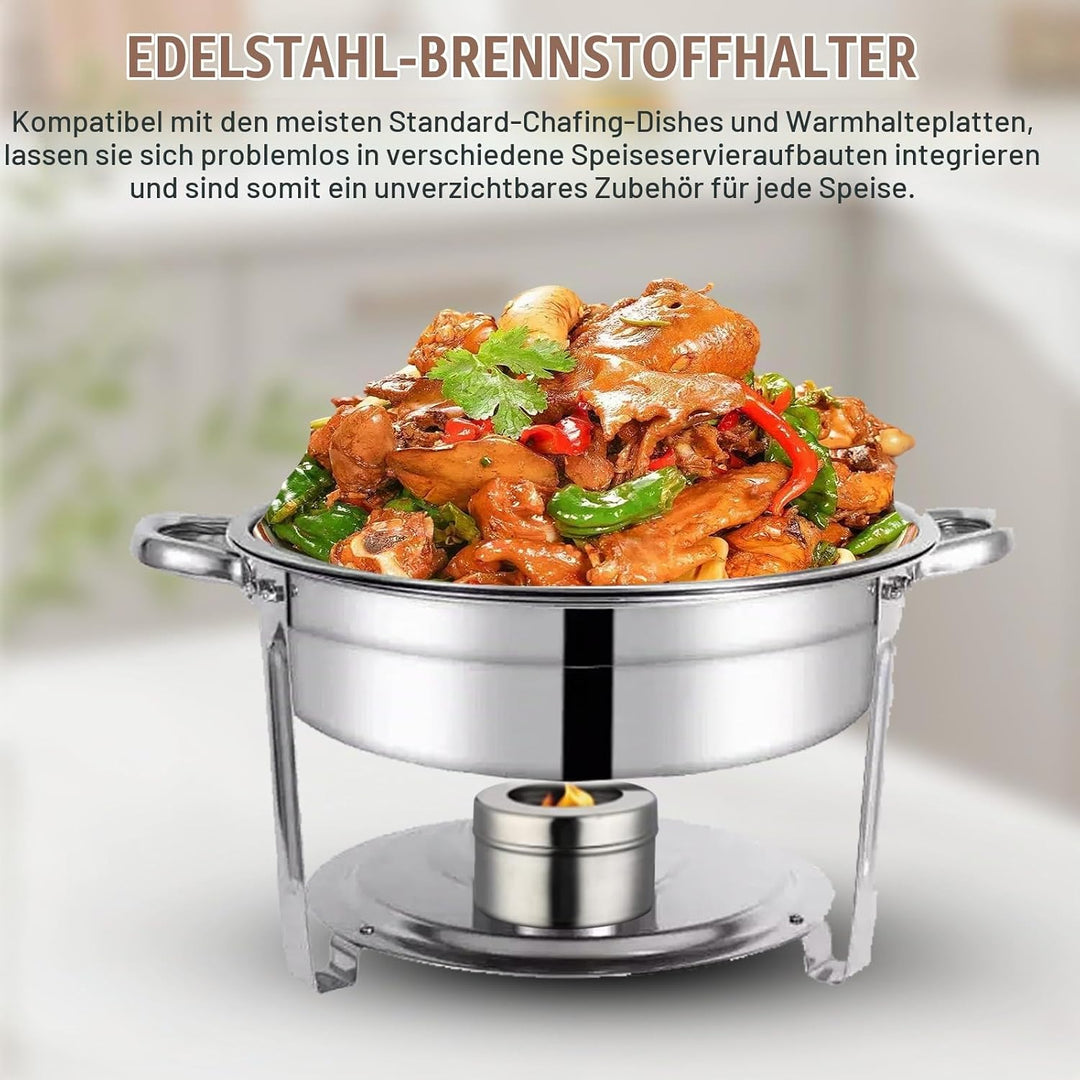 6 Stück Brennpastenbehälter mit Deckel, Edelstahl Fondue Brenner Spiritusbrenner, Speisewärmer Brenn