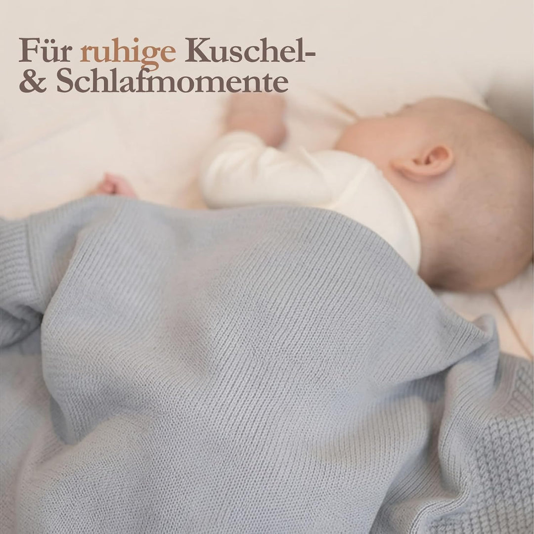 DIKOS® Babydecke aus *100%* GOTS Bio Baumwolle grau | Herbst/Winter Neugeborenen Baby Decke | Strick