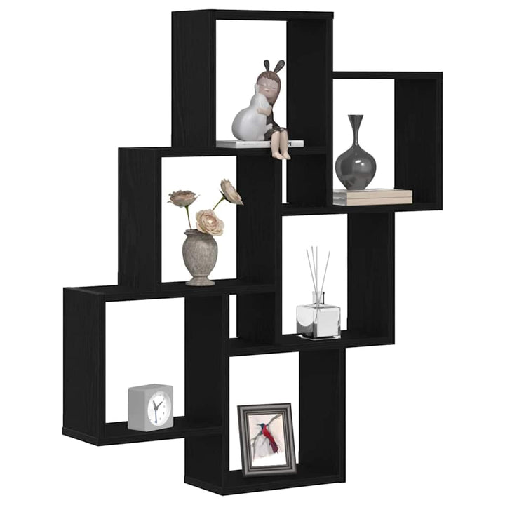 vidaXL Wandregal Schwarz Eichen-Optik 78 x 15 x 93 cm Holzwerkstoff, Wohnzimmer, moderner rechteckig