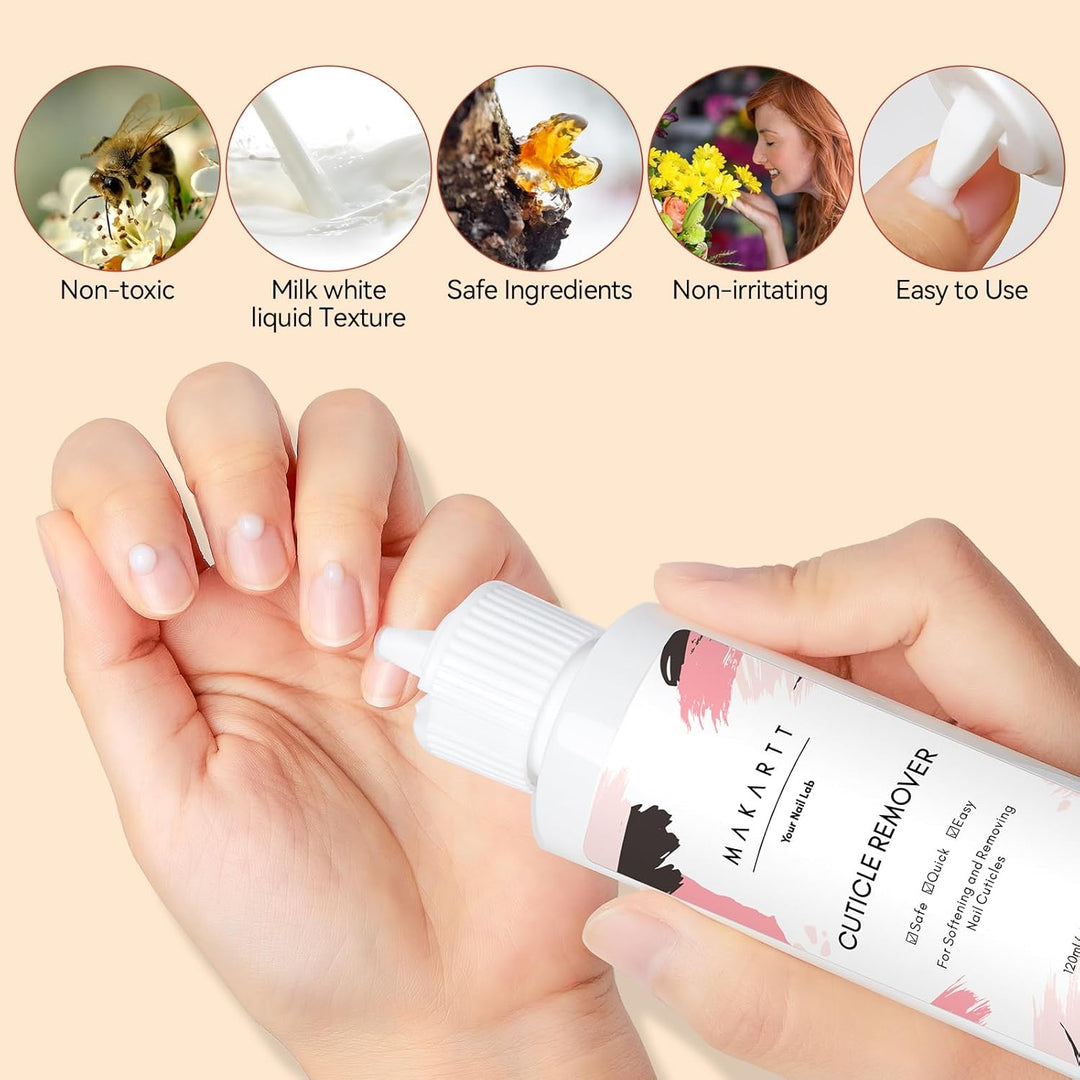 Makartt Nagelhautentferner Set, Cuticle Remover, Nagelfeilen Set, Nagelpflegeöl Set mit Nagelhauttri