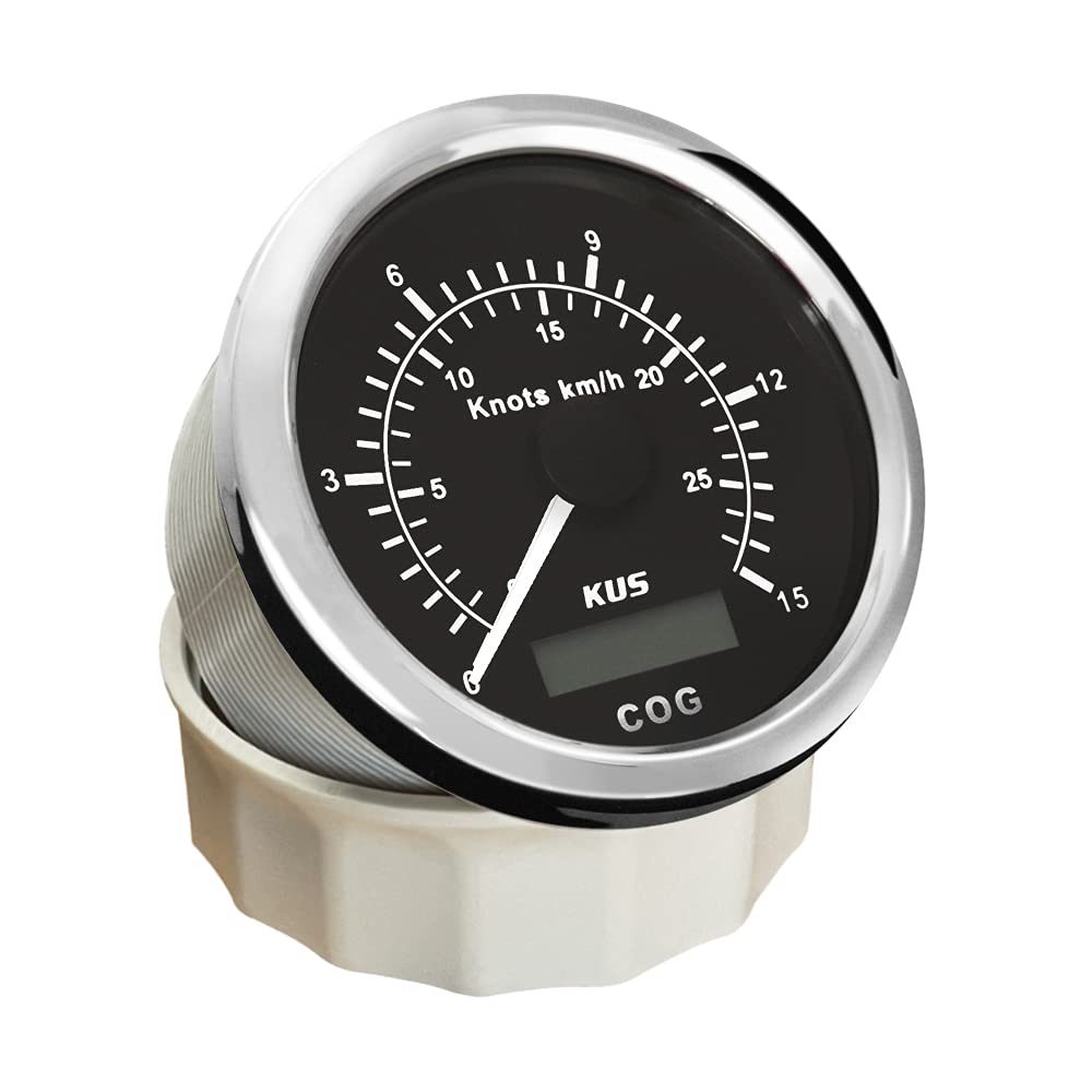 KUS Universal-GPS-Tacho, 15 Knoten, 28 km/h, Geschwindigkeitsmesser, für Boote, Yachten, 85 mm, mit