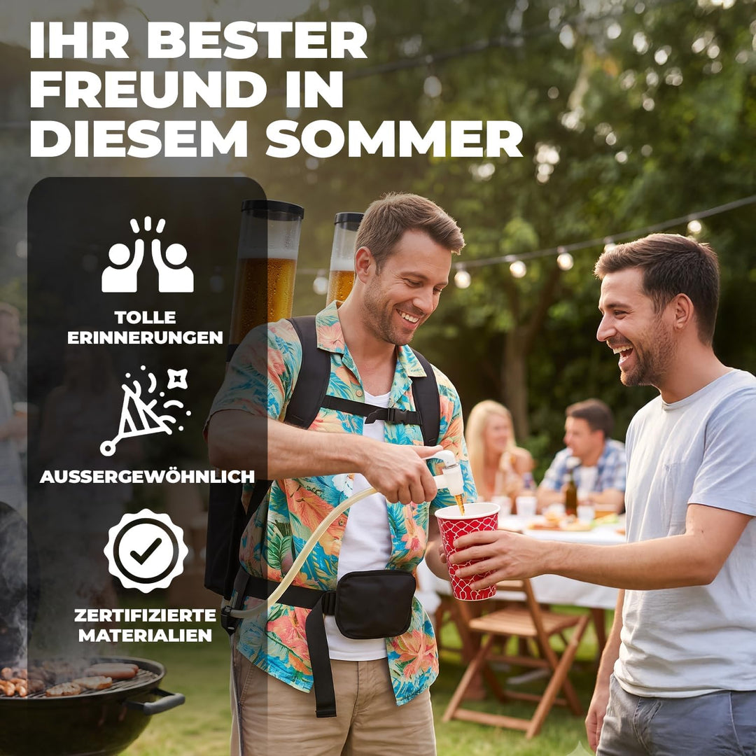 Doppelte Biergiraffe Jet Pack | Getränkespender | Rucksack | Premium Qualität | 2 Tanks | 2 x 3L Get