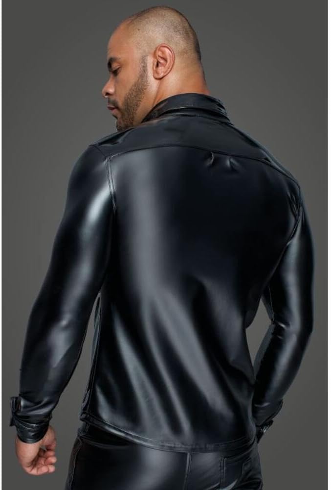 Chemise Wetlook et vinyle H064 - Medium - Noir