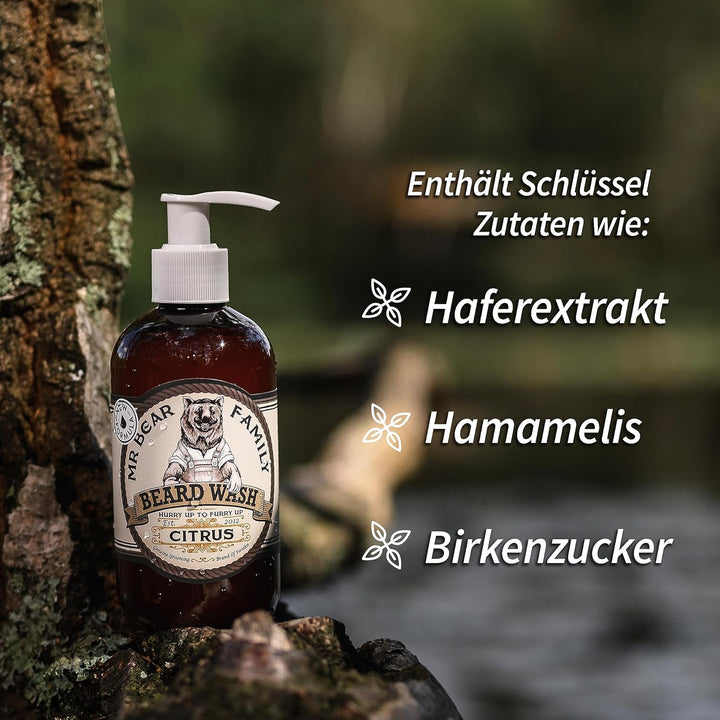 Mr Bear Family Natürliches Bartshampoo für Männer 250ml - Citrus - mehr Feuchtigkeit für einen volle