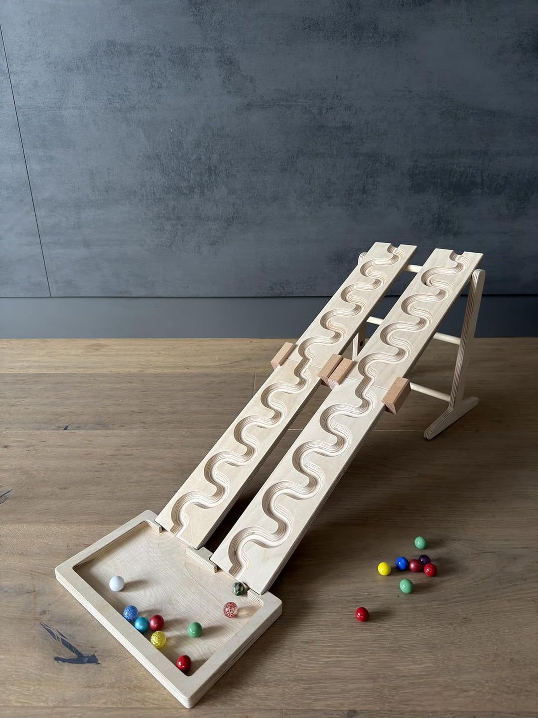 MEGA - Murmelbahn-Set I, 4 Schlängelplatten inklusive Verbinder Glas Murmel Wettrennen Turm Auffangs