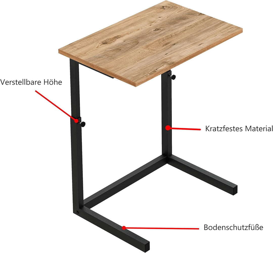 furniChic Beistelltisch Höhenverstellbar Couchtisch Sofatisch Laptoptisch Kaffeetisch Wohnzimmertisc