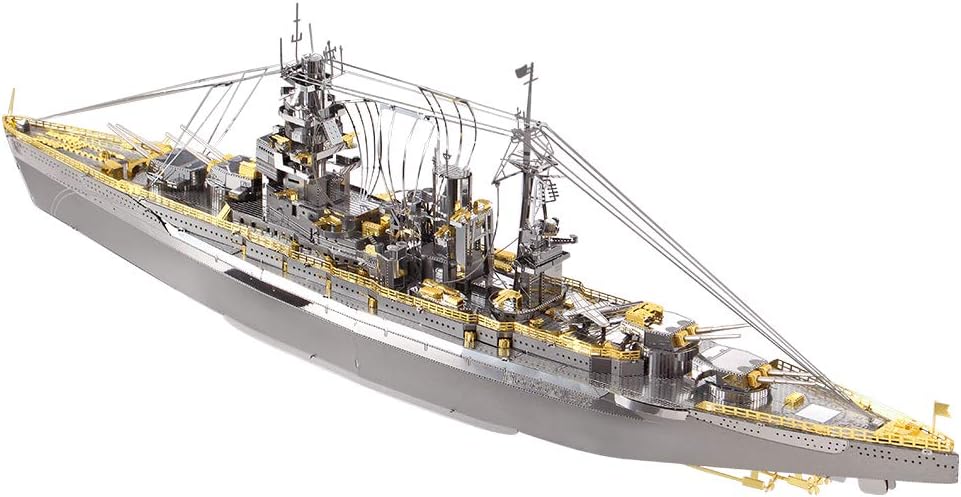 piececool Nagato Class Battleship HP091SG Highly Detailed Metal Model Kit,No Glue, 199 Pieces