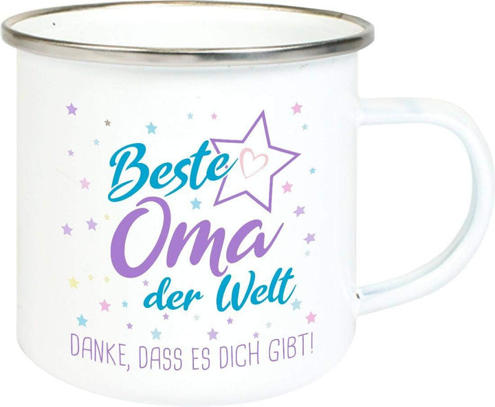 ShirtInStyle, Emaillen Tassenset beste Oma, bester Opa der Welt, danke das es dich gibt! Farbe weiss