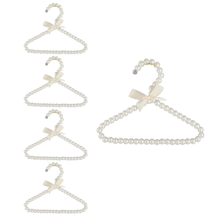5 Stück Kinder Kinder Faux Pearl Perlen Kleiderbügel mit Band Bowknot White,Perlen-Kleiderbügel für
