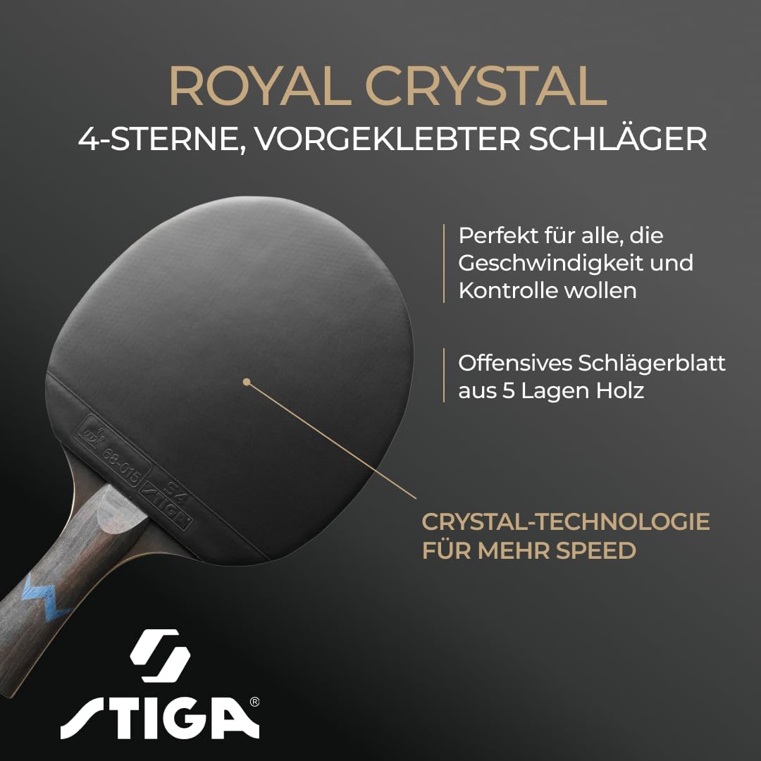Stiga Royal 4-Star Table Tennis Ping Pong Bat, Black/Red Einzelbett, Einzelbett