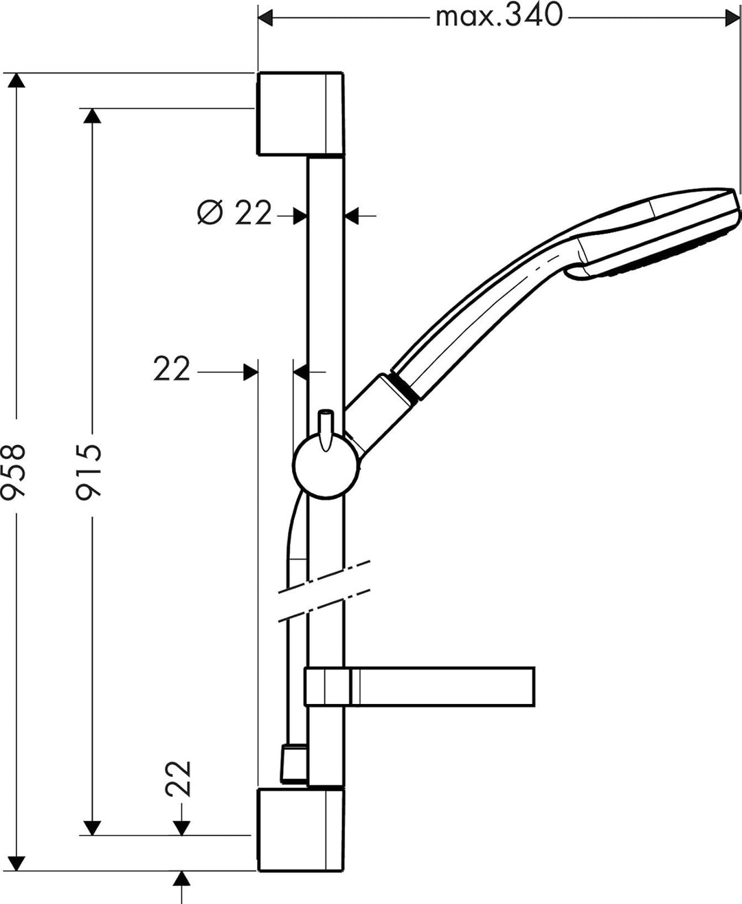 hansgrohe Croma 100 Duschset 0,90m, 3 Strahlarten, Chrom Chrom 0,90m Set 3 Strahlarten, Chrom 0,90m