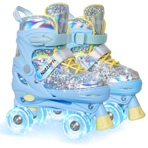 Nattork Kinder Rollschuhe, Rollschuhe Verstellbar mit 4 Grössen Einstellbare, Rollschuhe für Mädchen