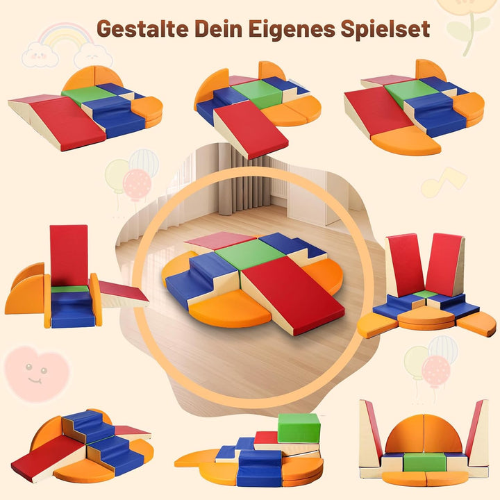 Schaumstoff Bausteine Kinder Klettern Indoor: 9 Softbausteine Riesenbausteine Spielbausteine - Weich