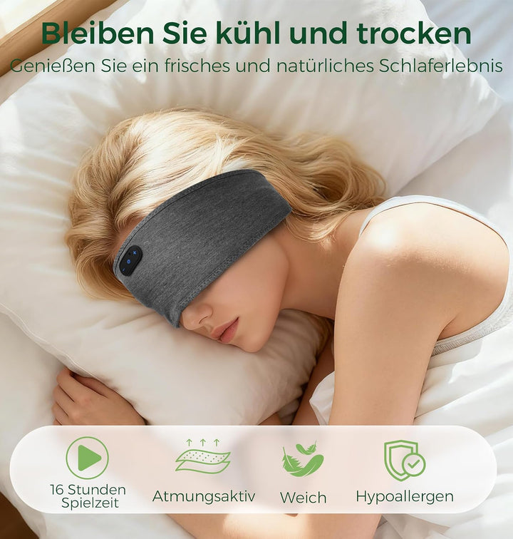 MUSICOZY Schlafkopfhörer,Schlaf Kopfhörer aus Bambus mit Bluetooth-Kopfhörern für Seitenschläfer,Kab