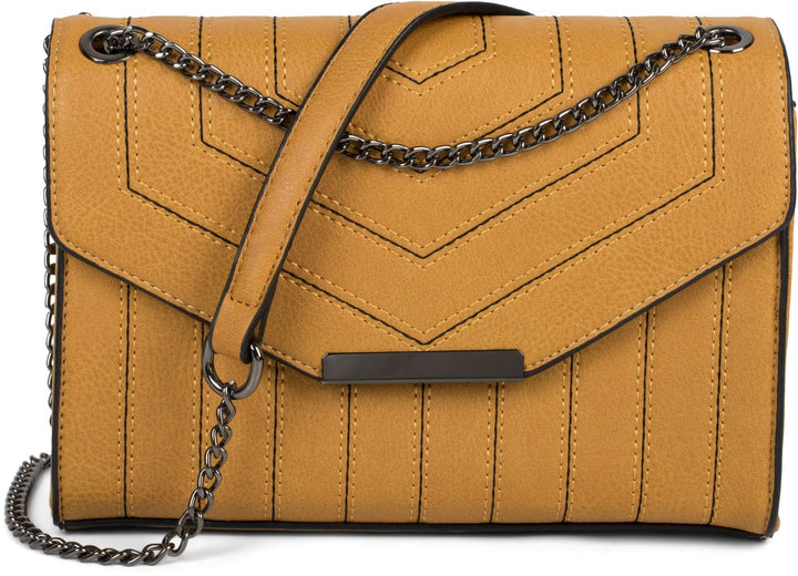 styleBREAKER Damen Umhängetasche mit Ziernähten und Kette, Schultertasche, Handtasche, Tasche 020123