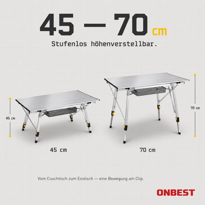 Onbest Camping Klapptisch – Campingtisch klappbar – Angeltisch, Gartentisch 2 Personen – mit robuste