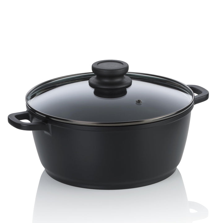 kela Fleischtopf 24 cm mit Glasdeckel ATURA, Kochtopf gross 3,2 Liter, Topf Induktion, Aluguss keram