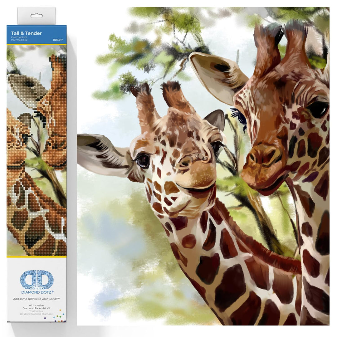 DIAMOND DOTZ DD8.017 - Original 5D Diamond Painting Set Giraffen Gross & Zart, Kreativset mit 9.549