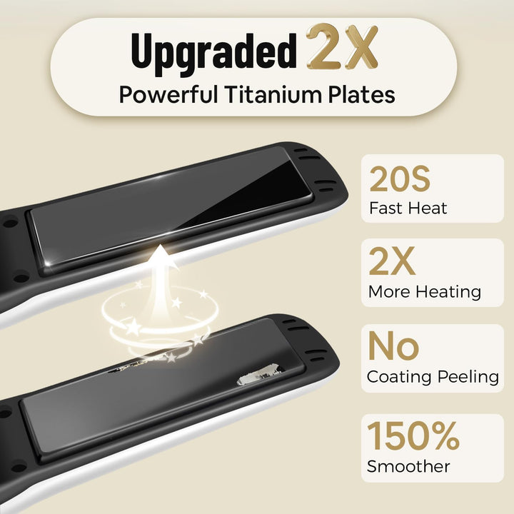 SUNMAY Voga Glätteisen Kabellos, Titan Glätteisen Locken und Glätten 2 in 1, Tragbares Akku Haarglät