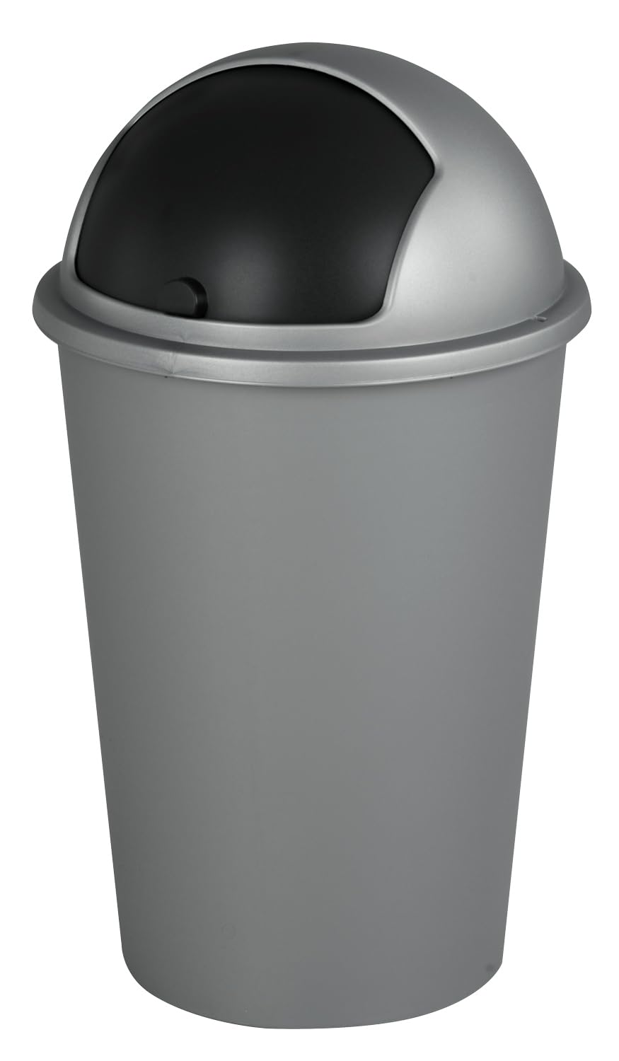 Mülleimer mit Schiebedeckel - 50 Liter Fassungsvermögen - Kunststoff - Schwarz - Silberfarben - Abfa