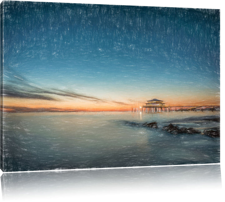 Pixxprint Timmendorfer Strand / 100x70cm Leinwandbild bespannt auf Holzrahmen/Wandbild Kunstdruck De