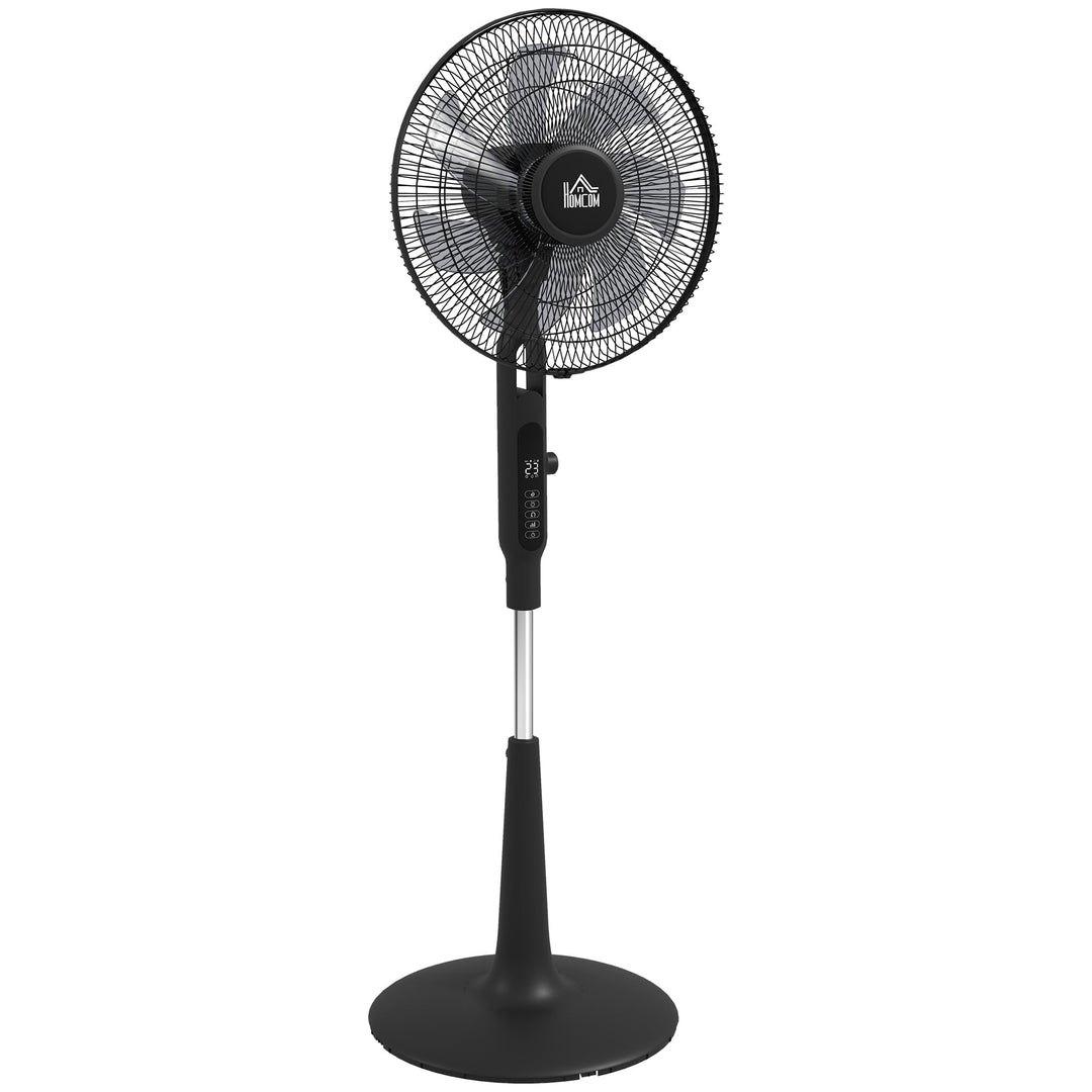 HOMCOM Standventilator leise mit Fernbedienung, LED-Anzeige, Höhenverstellbar Ventilator mit 3 Modi,