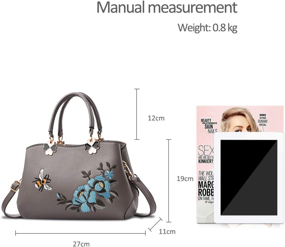 NICOLE&amp;DORIS Handtaschen Damen Mode Schultertasche Geldbörse Retro Umhängetasche Frau Tote Stickerei
