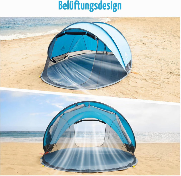 NIght Cat Pop Up Strand Zelt: 3 4 Personen Camping Strandmuschel mit Moskitonetz uv Schutz 50+ Sonne