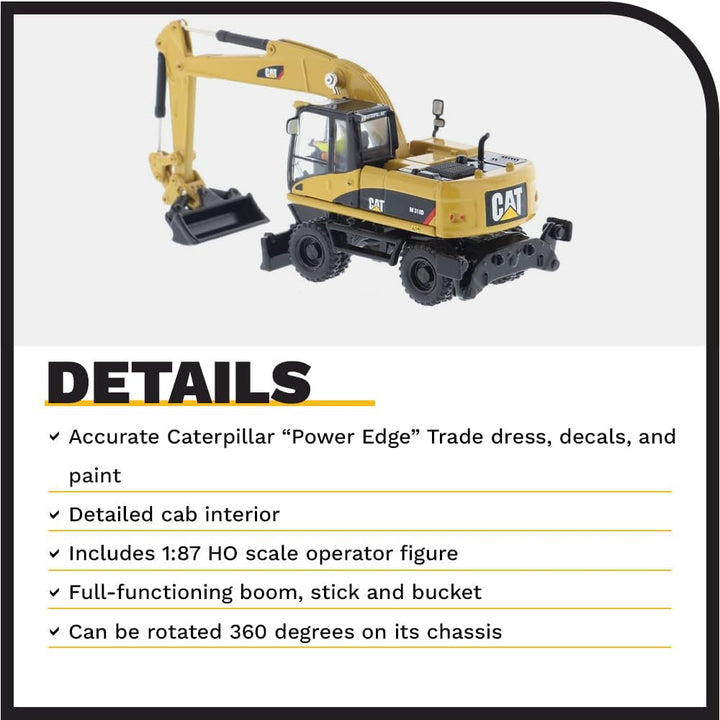 Diecast Masters 85177 - Caterpillar Mobilbagger M318D, detailgetreues H0 CAT Baufahrzeug in Metallbo