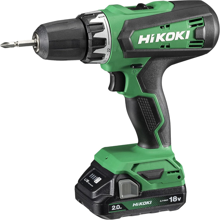 HiKOKI Akkuschrauber DS18DF (Li-Ion, 18 V, 2 Gang, 53 Nm, LED-Licht, Koffer, inkl. 2 x 2.0 Ah Akku u