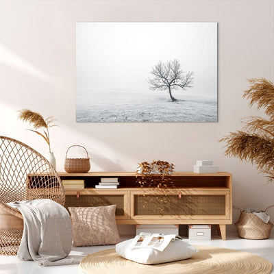 Bilder auf Leinwand 100x70cm Leinwandbild mit Rahmen Baum Feld Natur Gross Wanddeko Bild Schlafzimme