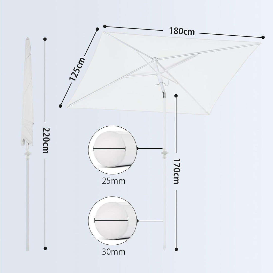 Sekey 180 × 125 cm Sonnenschirm mit Schutzhülle, Balkonschirm Gartenschirm Terrassenschirm, Sonnensc