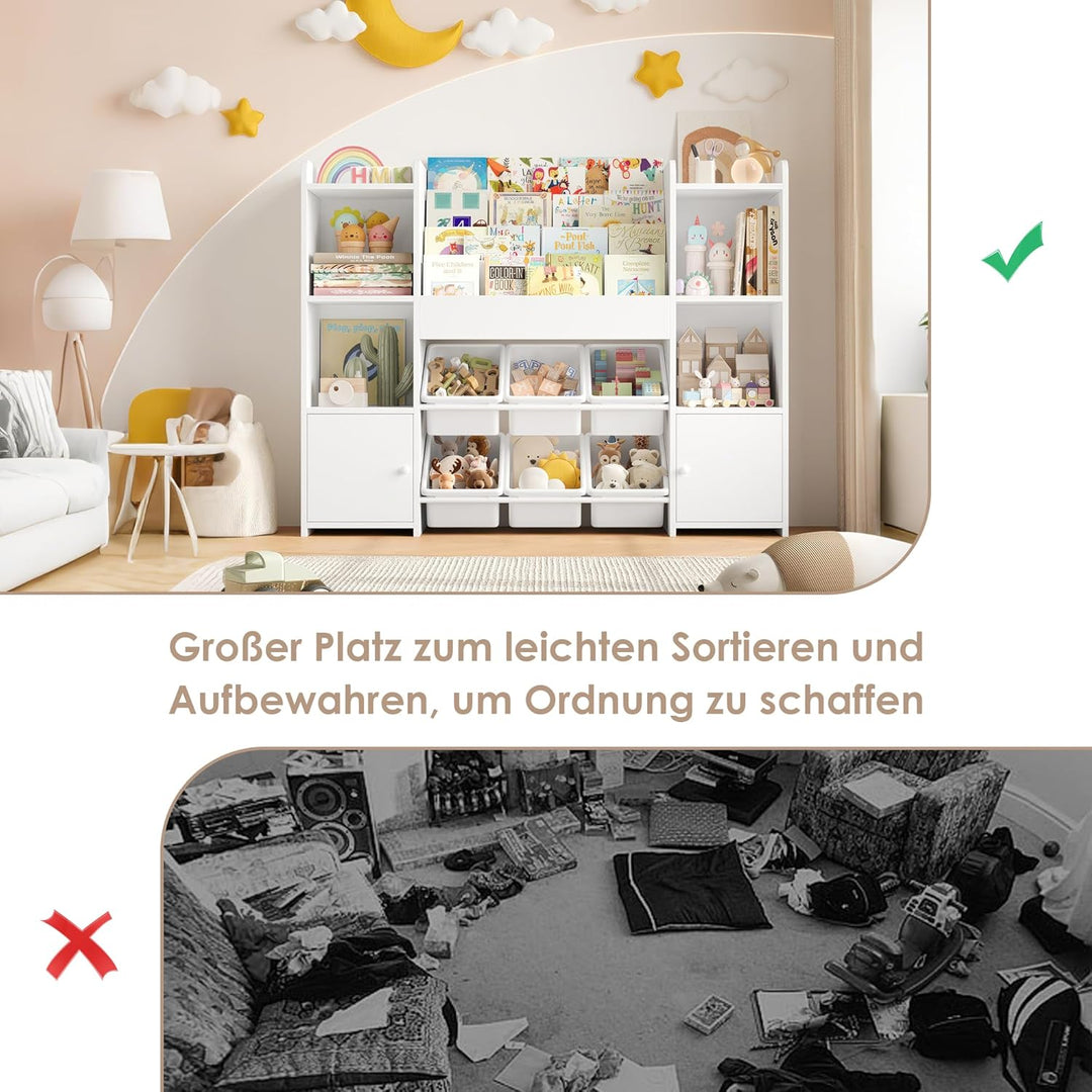 FOREHILL Kinderregal mit Kinderbücherregal Kinderzimmer Möbel aus Holz Bücherregal für Kinder mit Au