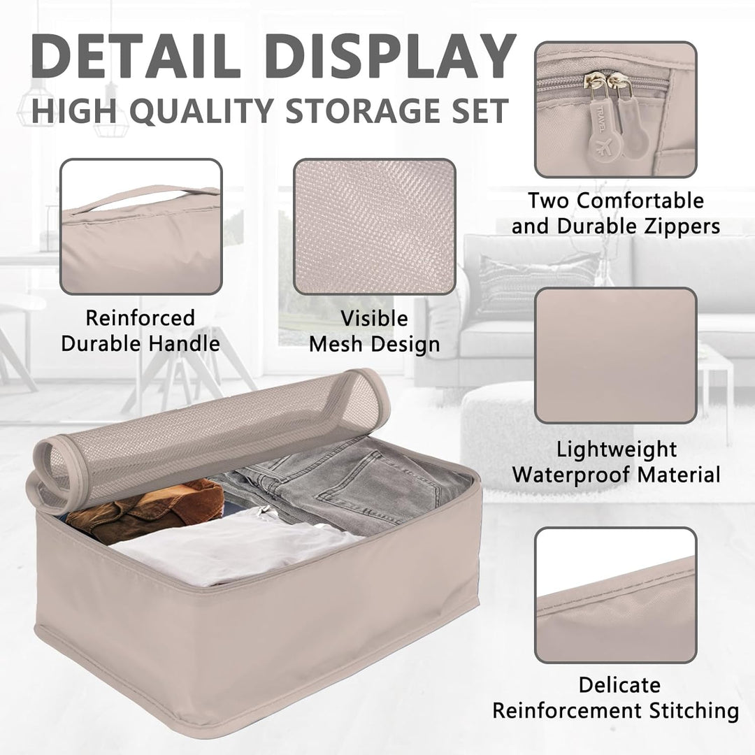 Grosse Koffer Organizer Set 12-teilig, Wasserdichte Packwürfel, Travel Organizer zum Gepäckpacken, F
