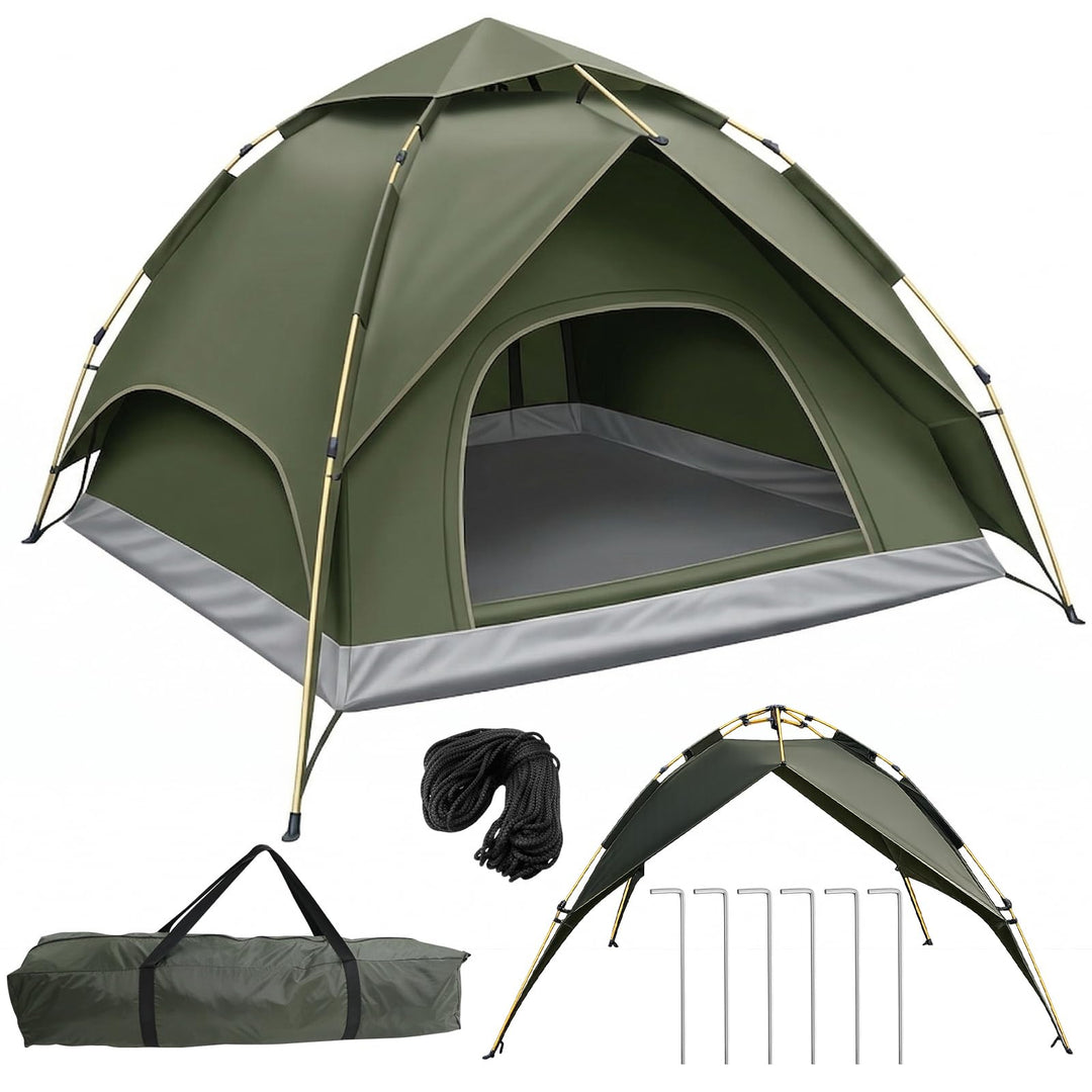 Pop Up Zelt 3-4 Personen, Automatisches Wurfzelt mit 3000mm Wasserdicht, Doppelwand Campingzelt für