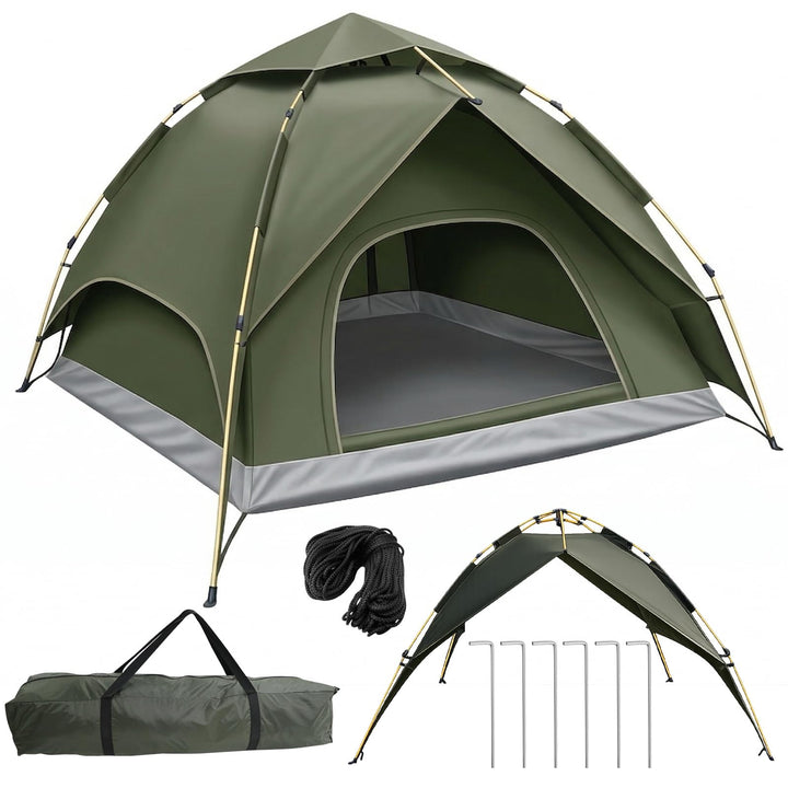 Pop Up Zelt 3-4 Personen, Automatisches Wurfzelt mit 3000mm Wasserdicht, Doppelwand Campingzelt für