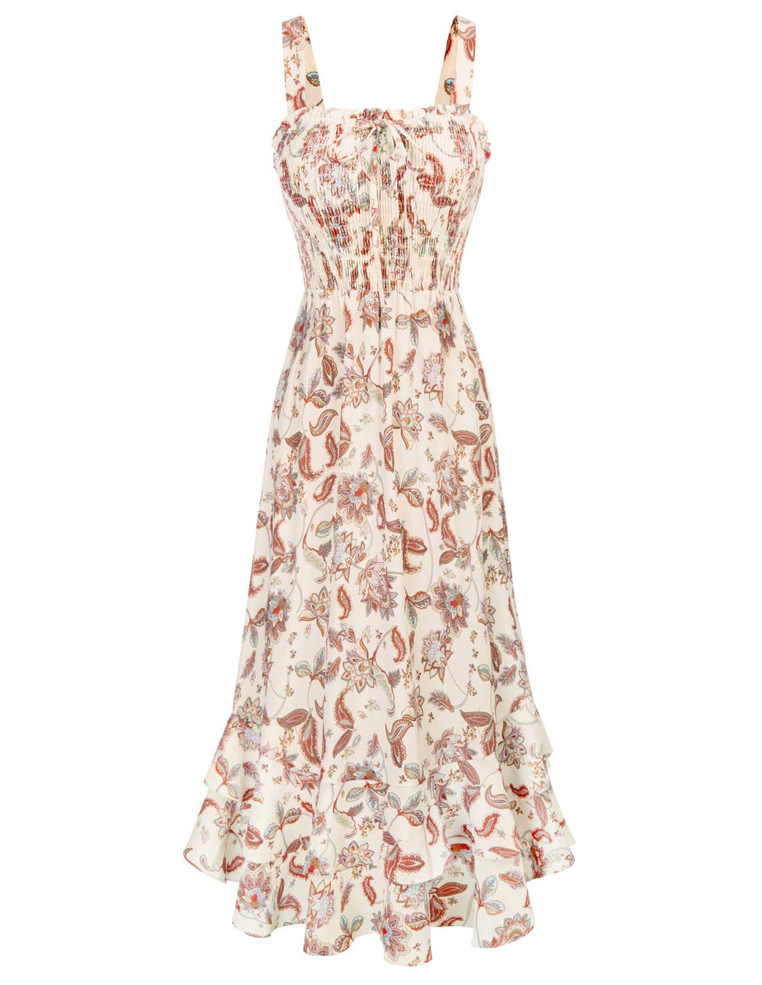 GRACE KARIN Damen langes Blumenkleid Ärmellos Spaghettiträger Freizeitkleid Böhmisch Maxikleid Stran