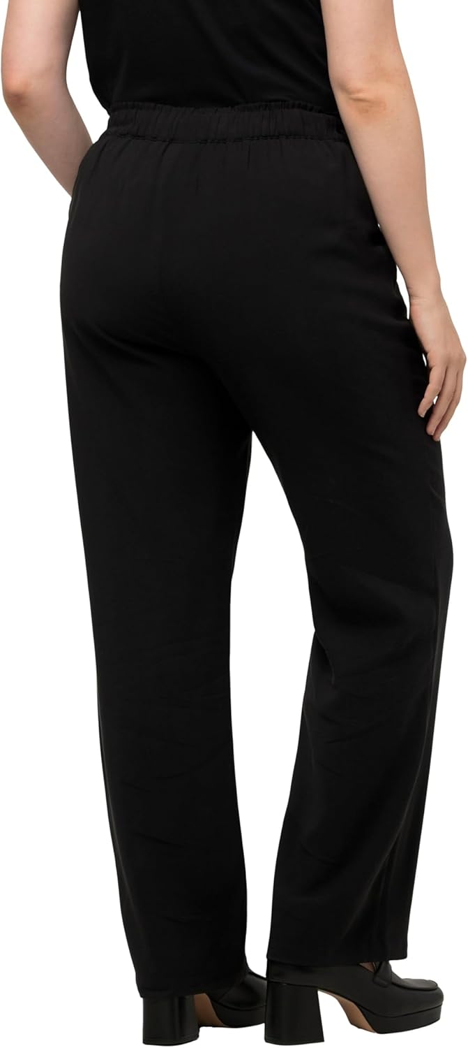Ulla Popken Damen Creased Slip-on Pants Hose 46 Schwarz, 46 Schwarz
