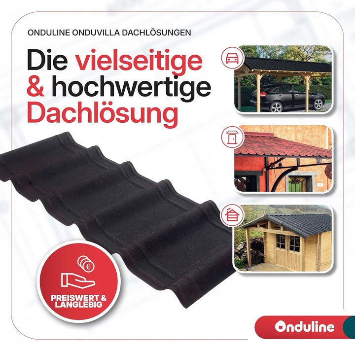 ONDUVILLA Dachplatten Bitumenwellplatten Dachsystem zum Verlegen-Dachmaterial wetterfest&langlebig–F