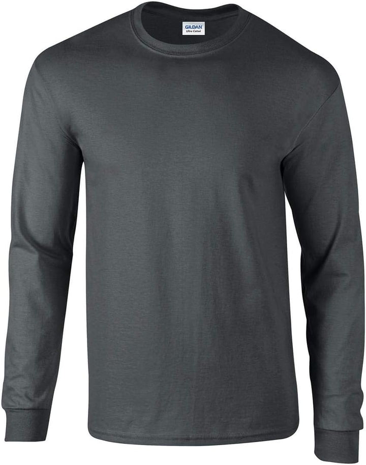 Gildan Herren T-Shirt Ultra Cotton Langarm M Charcoal, M Charcoal