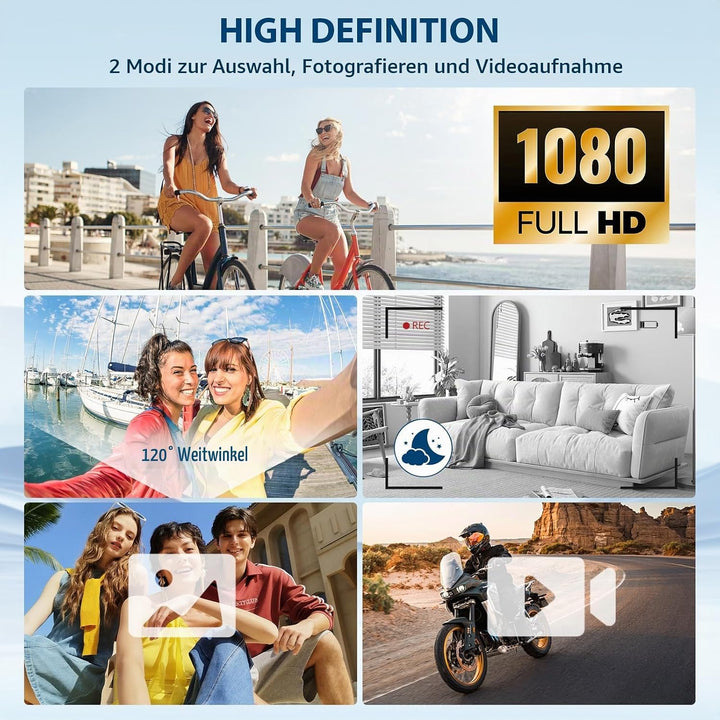 Mini Kamera Action, 1080P HD &amp; 120° Weitwinkel Action Cam Mini, 120 Minuten Aufnahmezeit Bodycam mit