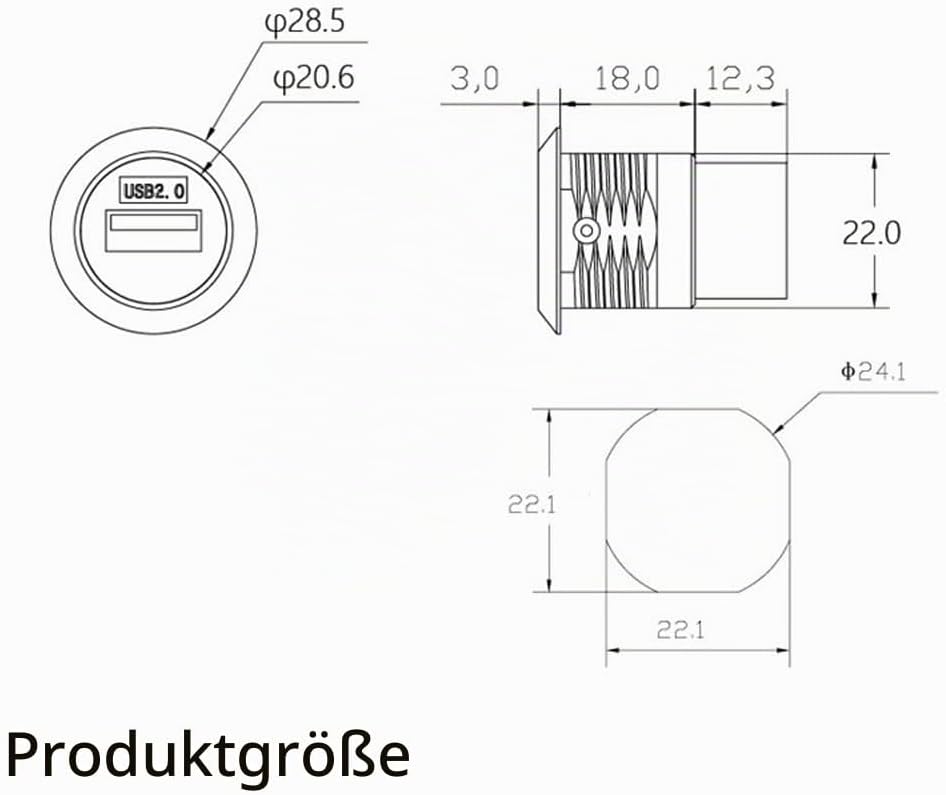 PENGLIN USB 2.0 Panel Mount Koppler 2 Stück, USB-Durchgangsanschluss, Buchse zu Buchse Bulkhead Exte
