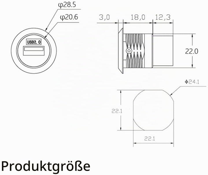 PENGLIN USB 2.0 Panel Mount Koppler 2 Stück, USB-Durchgangsanschluss, Buchse zu Buchse Bulkhead Exte