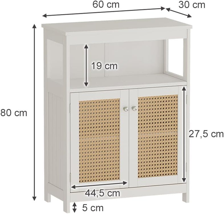 Vicco Midischrank Rosario, Weiss, 60 x 80 cm mit Türen und offenem Fach Sideboard, Sideboard