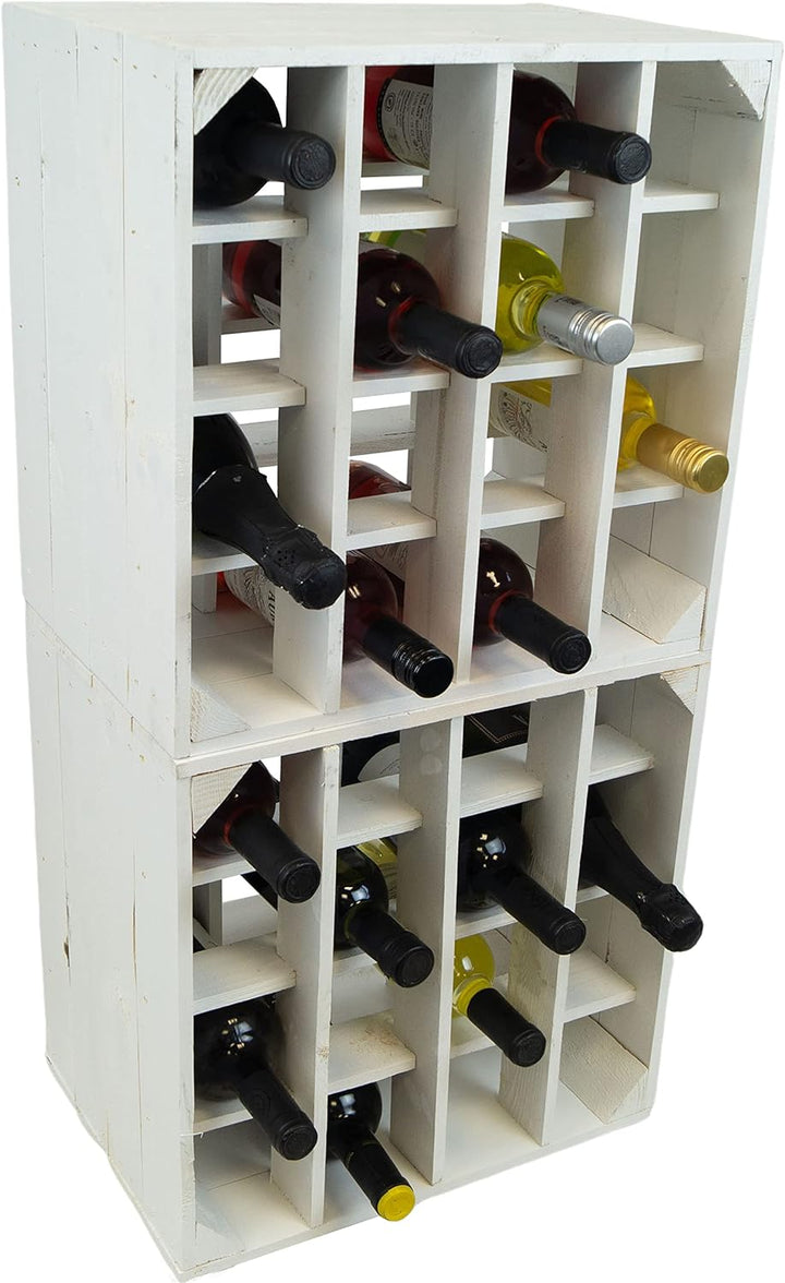 Kistenkolli Altes Land Weinregal 16er Weiss Masse 40x40x27cm Flaschenablage Weinregal Apfelkiste/Wei