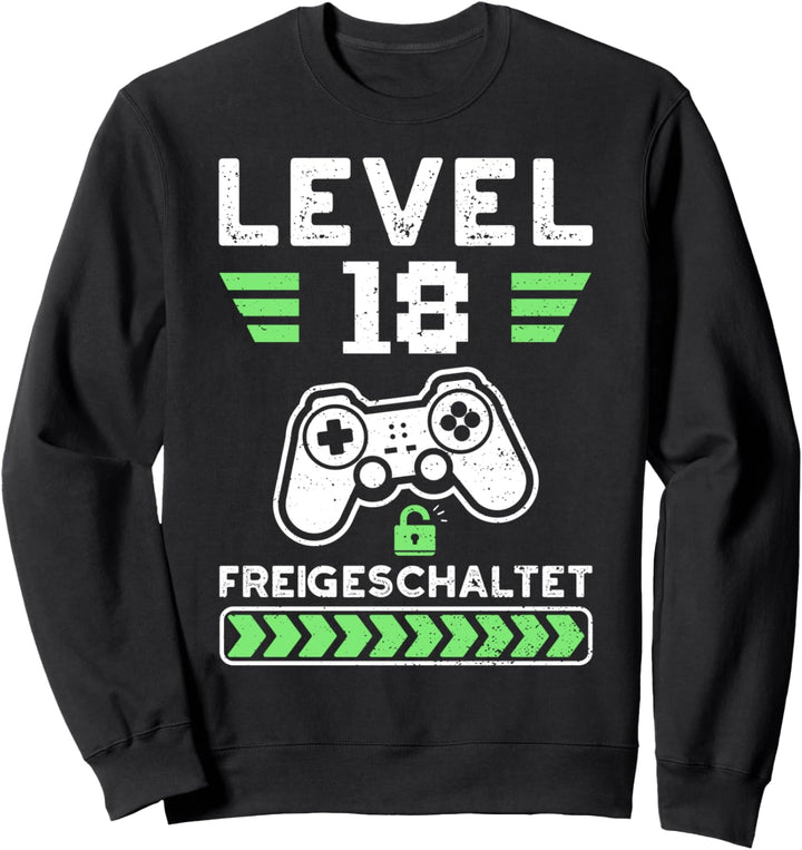 Gaming: Level 18 Freigeschaltet - 18. Geburtstag Sprüche Sweatshirt